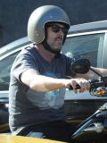Hugh Laurie - Riding his Harley Davidson along the Sunset Boulevard - March 2012
