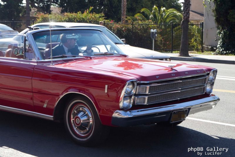 Hugh Laurie cruises the Sunset Strip in a 1966 Ford Galaxie 500 Convertible