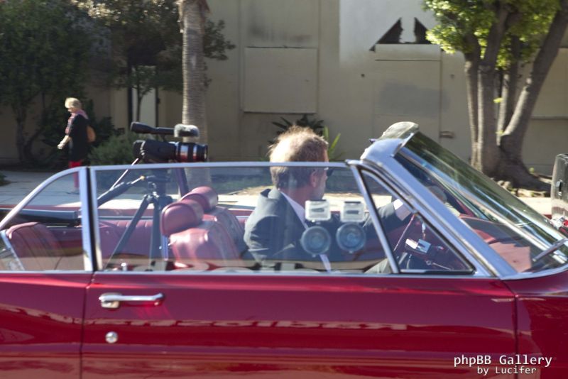 Hugh Laurie cruises the Sunset Strip in a 1966 Ford Galaxie 500 Convertible
