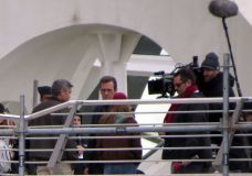 Hugh Laurie & George Clooney at the set of Tomorrowland, January 21st 2014