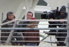 Hugh Laurie & George Clooney at the set of Tomorrowland, January 21st 2014