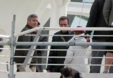 Hugh Laurie & George Clooney at the set of Tomorrowland, January 21st 2014