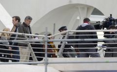 Hugh Laurie & George Clooney at the set of Tomorrowland, January 21st 2014