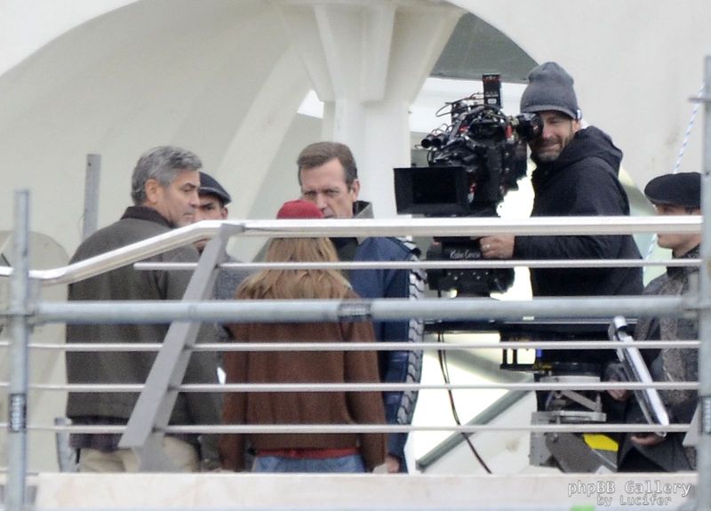Hugh Laurie & George Clooney at the set of Tomorrowland, January 21st 2014