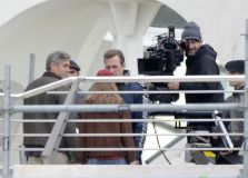Hugh Laurie & George Clooney at the set of Tomorrowland, January 21st 2014