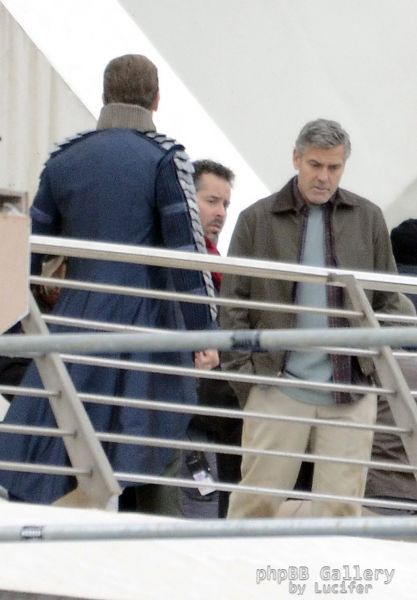 Hugh Laurie & George Clooney at the set of Tomorrowland, January 21st 2014