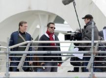 Hugh Laurie & George Clooney at the set of Tomorrowland, January 21st 2014