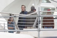 Hugh Laurie & George Clooney at the set of Tomorrowland, January 21st 2014