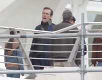Hugh Laurie & George Clooney at the set of Tomorrowland, January 21st 2014