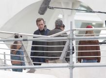 Hugh Laurie & George Clooney at the set of Tomorrowland, January 21st 2014