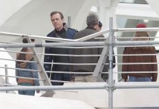 Hugh Laurie & George Clooney at the set of Tomorrowland, January 21st 2014