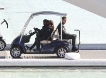 Hugh Laurie & George Clooney at the set of Tomorrowland, January 21st 2014