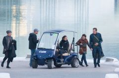 Hugh Laurie & George Clooney at the set of Tomorrowland, January 21st 2014
