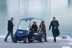 Hugh Laurie & George Clooney at the set of Tomorrowland, January 21st 2014