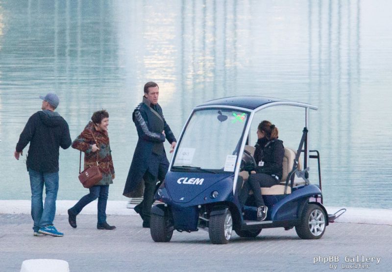 Hugh Laurie & George Clooney at the set of Tomorrowland, January 21st 2014