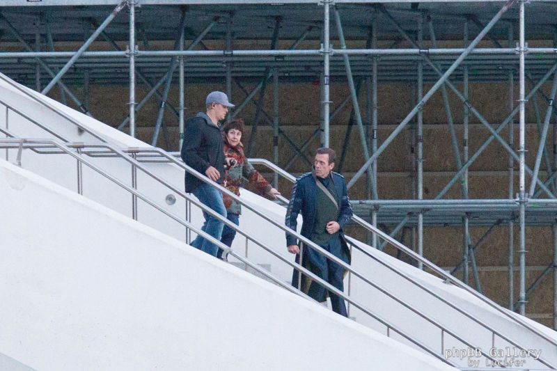 Hugh Laurie & George Clooney at the set of Tomorrowland, January 21st 2014