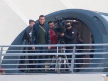 Hugh Laurie & George Clooney at the set of Tomorrowland, January 21st 2014