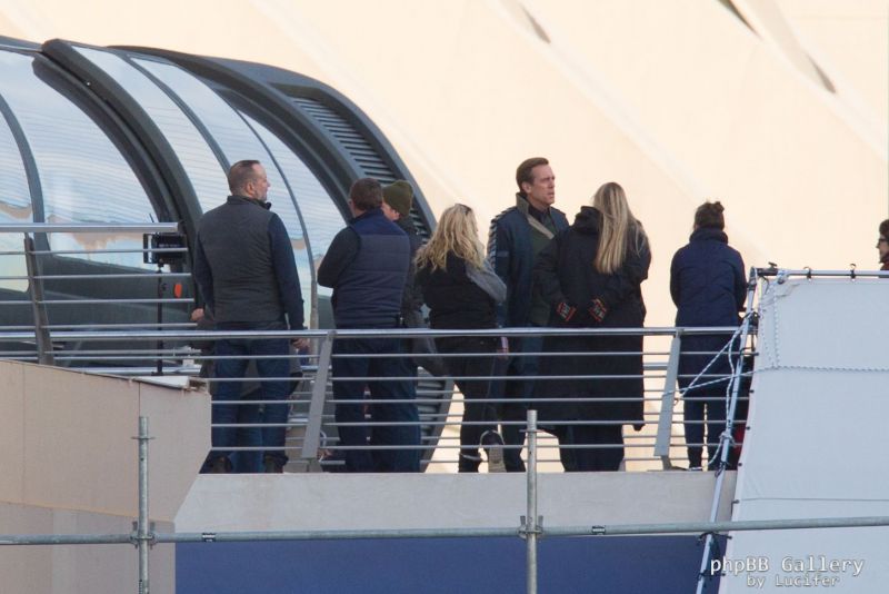Hugh Laurie & George Clooney at the set of Tomorrowland, January 21st 2014