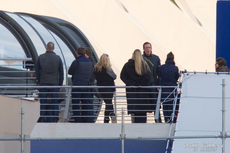 Hugh Laurie & George Clooney at the set of Tomorrowland, January 21st 2014