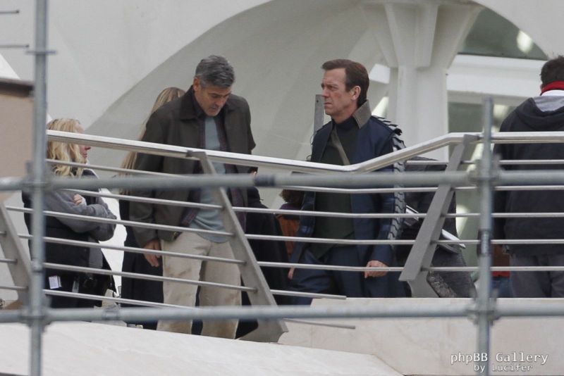 Hugh Laurie & George Clooney at the set of Tomorrowland, January 21st 2014