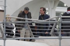 Hugh Laurie & George Clooney at the set of Tomorrowland, January 21st 2014