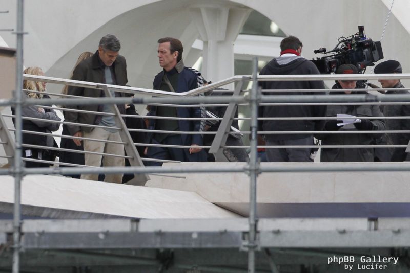 Hugh Laurie & George Clooney at the set of Tomorrowland, January 21st 2014