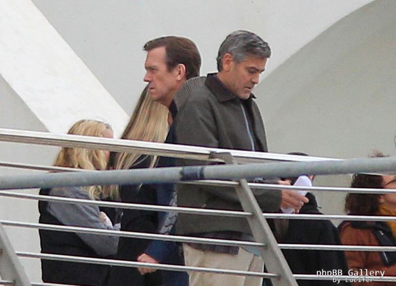 Hugh Laurie & George Clooney at the set of Tomorrowland, January 21st 2014