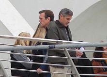 Hugh Laurie & George Clooney at the set of Tomorrowland, January 21st 2014