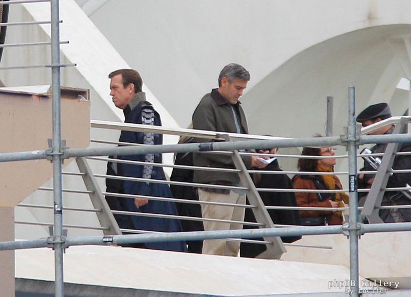 Hugh Laurie & George Clooney at the set of Tomorrowland, January 21st 2014
