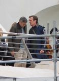 Hugh Laurie & George Clooney at the set of Tomorrowland, January 21st 2014