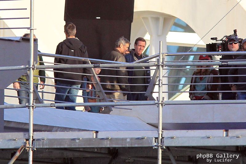 Hugh Laurie & George Clooney at the set of Tomorrowland, January 21st 2014