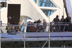 Hugh Laurie & George Clooney at the set of Tomorrowland, January 21st 2014