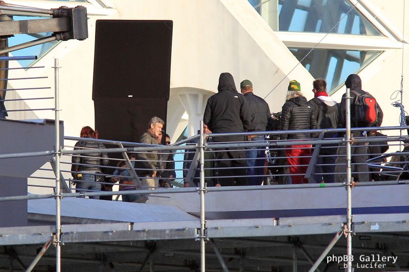 Hugh Laurie & George Clooney at the set of Tomorrowland, January 21st 2014