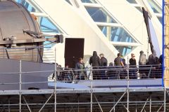 Hugh Laurie & George Clooney at the set of Tomorrowland, January 21st 2014
