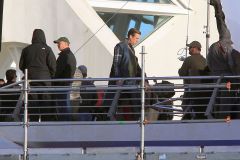 Hugh Laurie & George Clooney at the set of Tomorrowland, January 21st 2014