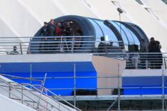 Hugh Laurie & George Clooney at the set of Tomorrowland, January 21st 2014