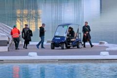 Hugh Laurie & George Clooney at the set of Tomorrowland, January 21st 2014