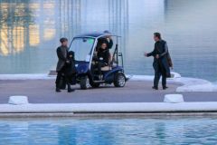 Hugh Laurie & George Clooney at the set of Tomorrowland, January 21st 2014