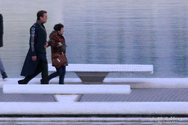 Hugh Laurie & George Clooney at the set of Tomorrowland, January 21st 2014