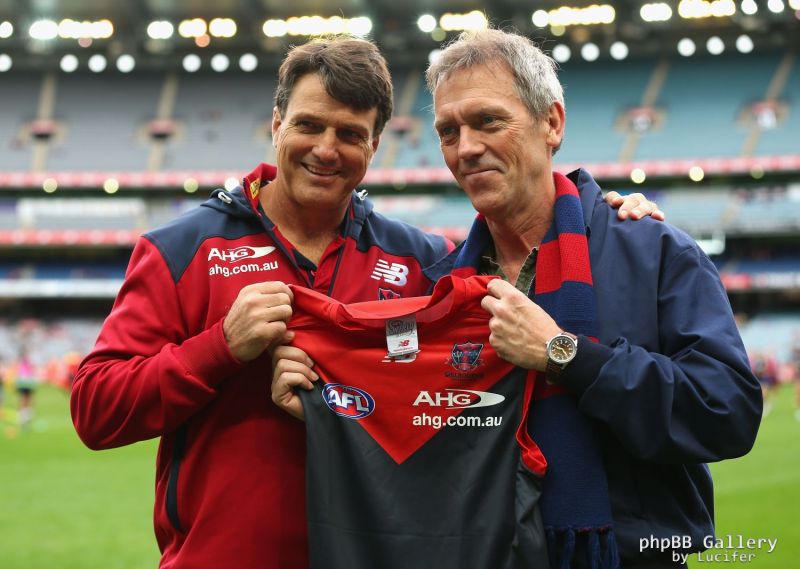 Hugh Laurie visits the AFL Round 5 - Melbourne vs Gold Coast