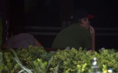 Hugh Laurie & Jo Green outside a Hotel in Perth April 2014