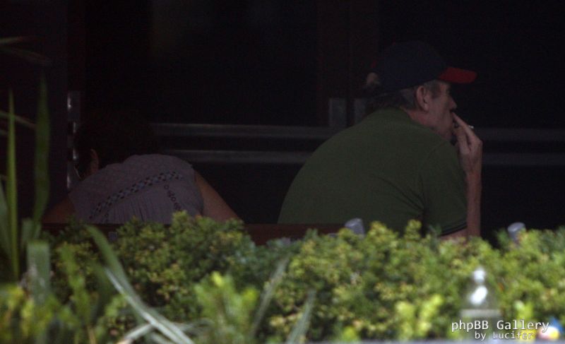 Hugh Laurie & Jo Green outside a Hotel in Perth April 2014