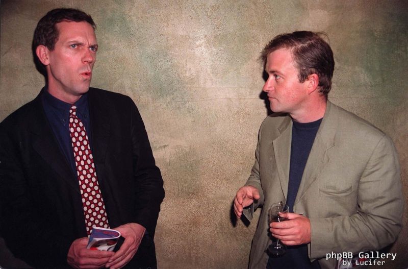 Hugh Laurie and Harry Enfield - Ben Elton Party for his play 'Popcorn' 1997
