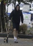 Hugh Laurie on his scooter seen in London Hampstead Oct 9 2017