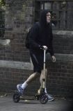 Hugh Laurie on his scooter seen in London Hampstead Oct 9 2017